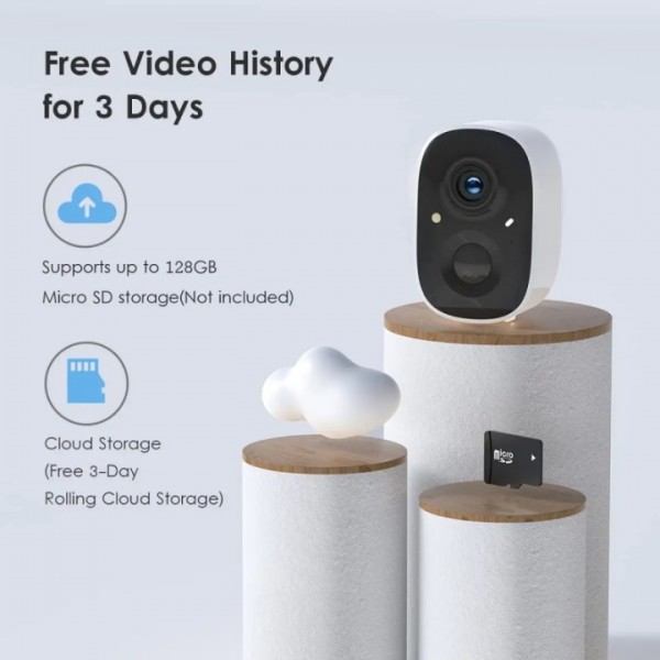 2MP Built-in Rechargeable Battery Waterproof Color Night Vision WIFI Security Camera with Solar Panel 型号:Q11-1